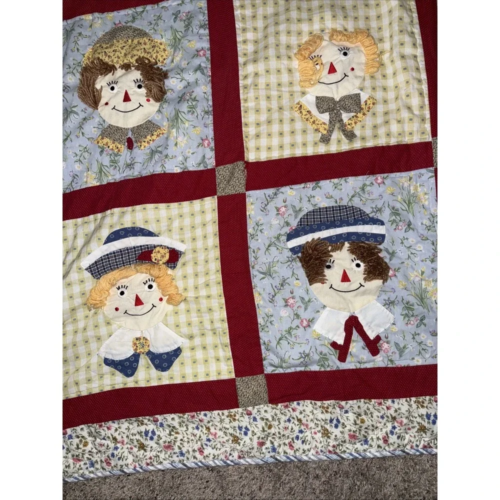 Vtg Boutique Style Raggedy Ann &‎ Andy by Lid'l Dolly's Collectibles Baby Quilt